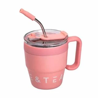Термочашка Coffee &amp; Tea з трубочкою рожева HP-14-23P
