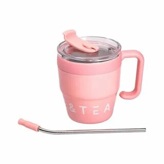 Термочашка Coffee &amp; Tea з трубочкою рожева HP-14-23P