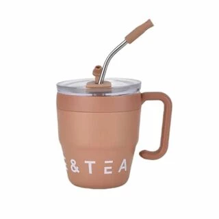 Термочашка Coffee &amp; Tea з трубочкою коричнева HP-14-23BR
