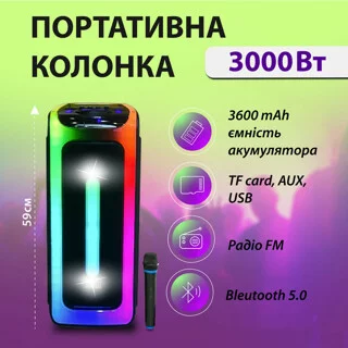 Колонка паті бокс Portable Party Speaker з мікрофоном і пультом ДУ колонка велика