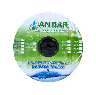 Крапельна стрічка емітер 8міл 20см 500м 1,38л/год ANDAR
