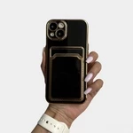 Глянцевий силіконовий чохол з захистом камери і карманом для карт для iPhone 14 Black