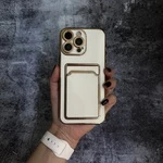 Глянцевий силіконовий чохол з захистом камери і карманом для карт для iPhone 13 Pro White