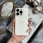 Чохол скляний з матовим обідком і магнітом Titanium Lux MagSafe для iPhone 13 Pro Max White