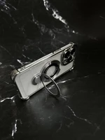 Чохол силіконовий ударостійкий з Magsafe і підставкою для iPhone 15 Plus Silver