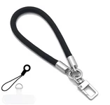 Плетений шнурок на руку для телефона з карабіном Icarer Black