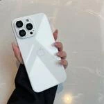 Скляний глянцевий чохол з лого Metal lens для iPhone 12 White
