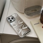 Чохол дзеркальний силіконовий з бантом Bow Case для iPhone 15 Silver