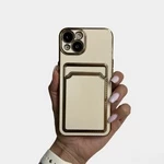 Глянцевий силіконовий чохол з захистом камери і карманом для карт для iPhone 13 White