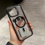 Чохол з металевою підставкою і скляний захист для обʼєктива з MagSafe для iPhone 14 Pro Max Black