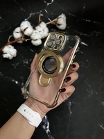 Чохол силіконовий ударостійкий з Magsafe і підставкою для iPhone 16 Pro Max Gold