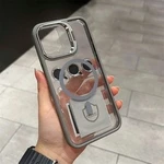 Чохол з металевою підставкою і скляний захист для обʼєктива з MagSafe для iPhone 16 Dark Grey