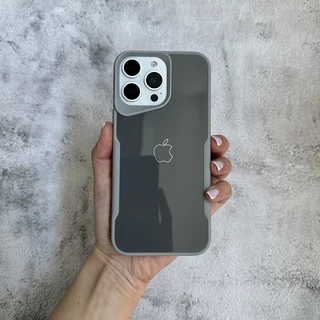 Чохол з акриловою кришкою яка імітує скло Loft Glossy для iPhone 15 Pro Max Silver