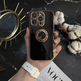 Чохол глянцевий силікон з кільцем тримачем для iPhone 13 Pro Black