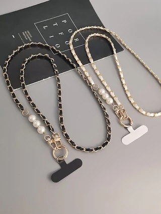 Кросбаді ланцюжок для iPhone з перлинами &mdash; ремінець через плече для Apple Black