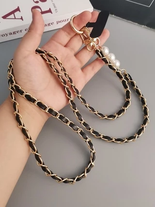 Кросбаді ланцюжок для iPhone з перлинами &mdash; ремінець через плече для Apple Black