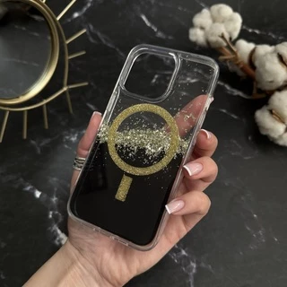 Чохол силіконовий з блискітками MagSafe для iPhone 11 Pro Gold