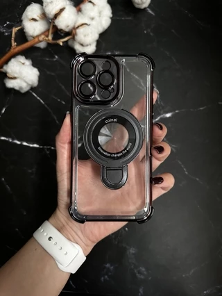 Чохол силіконовий ударостійкий з Magsafe і підставкою для iPhone 12 Pro Max Black