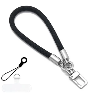 Плетений шнурок на руку для телефона з карабіном Icarer Black