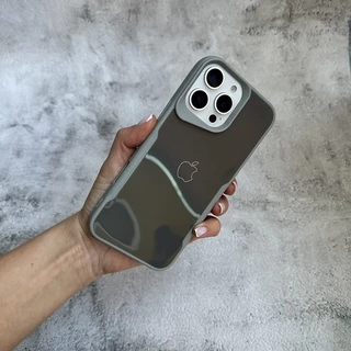 Чохол з акриловою кришкою яка імітує скло Loft Glossy для iPhone 14 Pro Silver