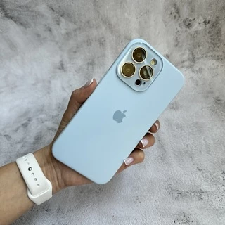 Чохол з силікону і покриттям Soft Touch мікрофібра для iPhone 15 Pro Mist Blue
