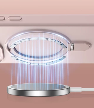 Силіконовий чохол з MagSafe та підставкою для iPhone 14 Pro Pink Sand