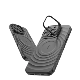 Силіконовий протиударний чохол з відкидною підставкою MagSafe Support Texture для iPhone 14 Pro Black