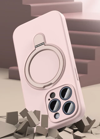 Силіконовий чохол з MagSafe та підставкою для iPhone 16 Pro Max Pink Sand