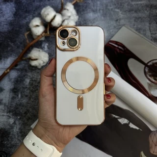 Чохол глянцевий силікон з Magsafe для iPhone 15 Plus White