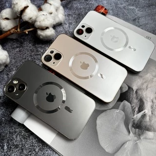 Чохол скляний з матовим обідком і магнітом Titanium Lux MagSafe для iPhone 13 Pro Max White