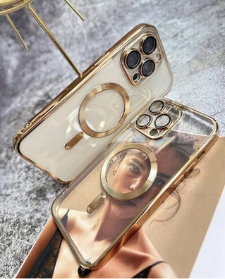 Чохол прозорий силікон Dream ultra MagSafe для iPhone 16 Pro Max Gold