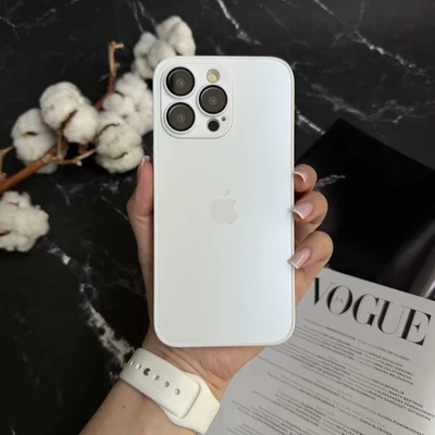 Чохол скляний матовий з захистом камери Matte AG-Glass для iPhone 15 Pro White