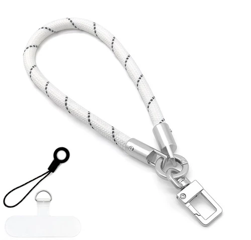 Плетений шнурок на руку для телефона з карабіном Icarer White