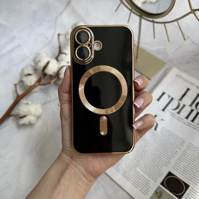 Чохол глянцевий силікон з Magsafe для iPhone 16 Black