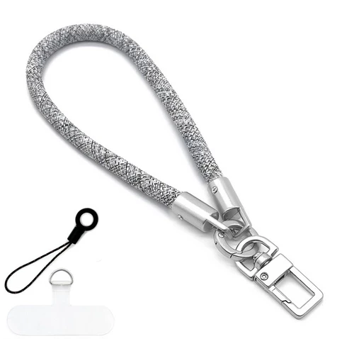 Плетений шнурок на руку для телефона з карабіном Icarer Silver