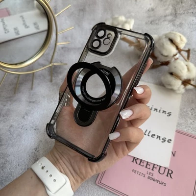 Чохол силіконовий ударостійкий з Magsafe і підставкою для iPhone 11 Black