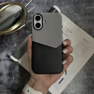 Чохол шкіряний з картхолдером та підтримкою MagSafe Deluxe Pocket для iPhone 16 Dark Grey