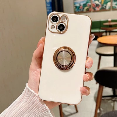 Чохол глянцевий силікон з кільцем тримачем для iPhone 12 Pro White