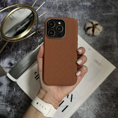 Чохол шкіряний Luxury leather case з магнітом MagSafe для iPhone 16 Pro Max Coffee