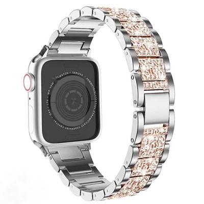 Металевий ремінець Diamond Metal Band для Apple Watch 42|44|45|46|49mm Silver+Gold