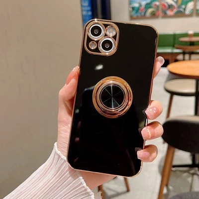 Чохол глянцевий силікон з кільцем тримачем для iPhone 11 Black