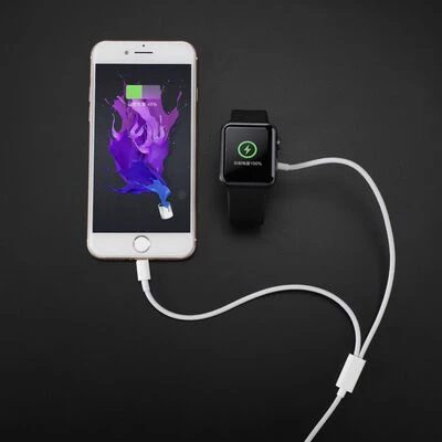 Зарядний Кабель для Apple Watch та iPhone Magnetic with Lightning Charging Cable 2 в 1 для Apple White