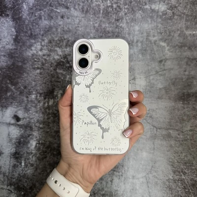 Чохол з полікарбонату з 3D зображенням Butterfly Case для iPhone 16 White