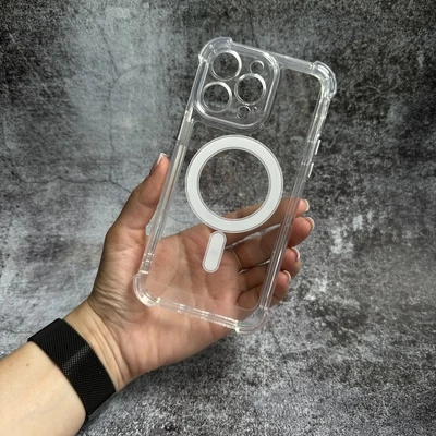 Чохол протиударний з кутами і Magsafe для iPhone 16 Pro Max Прозорий