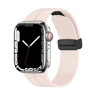 Силіконовий ремінець з магнітною застібкою для Apple Watch 38|40|41|42 (10 series) mm Pink Sand