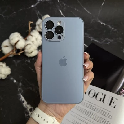 Чохол скляний матовий з захистом камери Matte AG-Glass для iPhone 14 Sea Blue