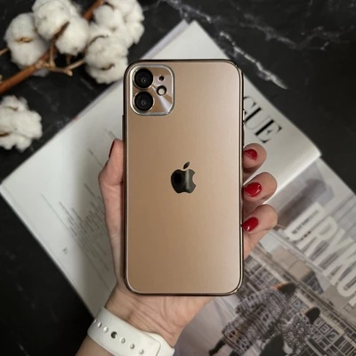 Чохол матовий імітація скла Desert Titanium для iPhone 12 Dark Gold