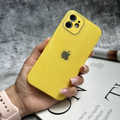 Чохол скляний з захистом камери для iPhone 12 Yellow