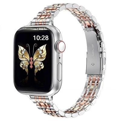 Металевий ремінець Jewelry Bracelet для Apple Watch 38|40|41|42 (10 series) mm Silver+Gold