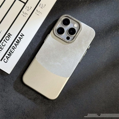 Чохол з текстилю з структурою під джинс Denim case для iPhone 14 Pro Silver